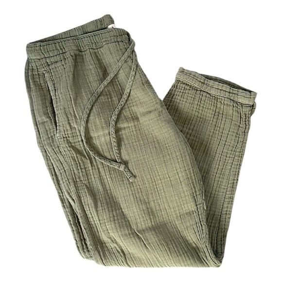 Xirena Pants Womens Medium Joggers Gauze Green Drawstring Cotton - Picture 1 of 8